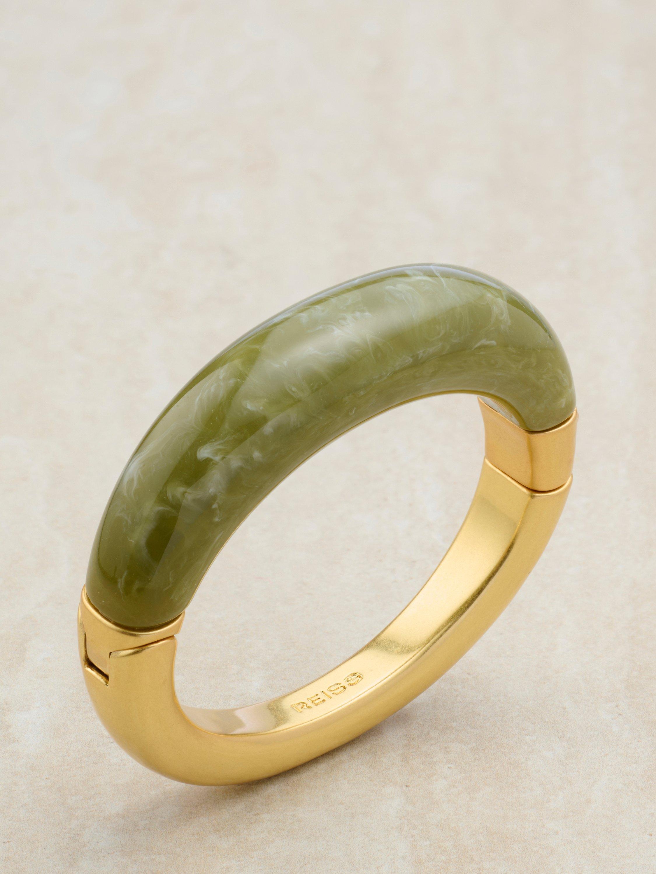 Reiss Salma hinged bangle gold tone and faux marble, imported from the UK