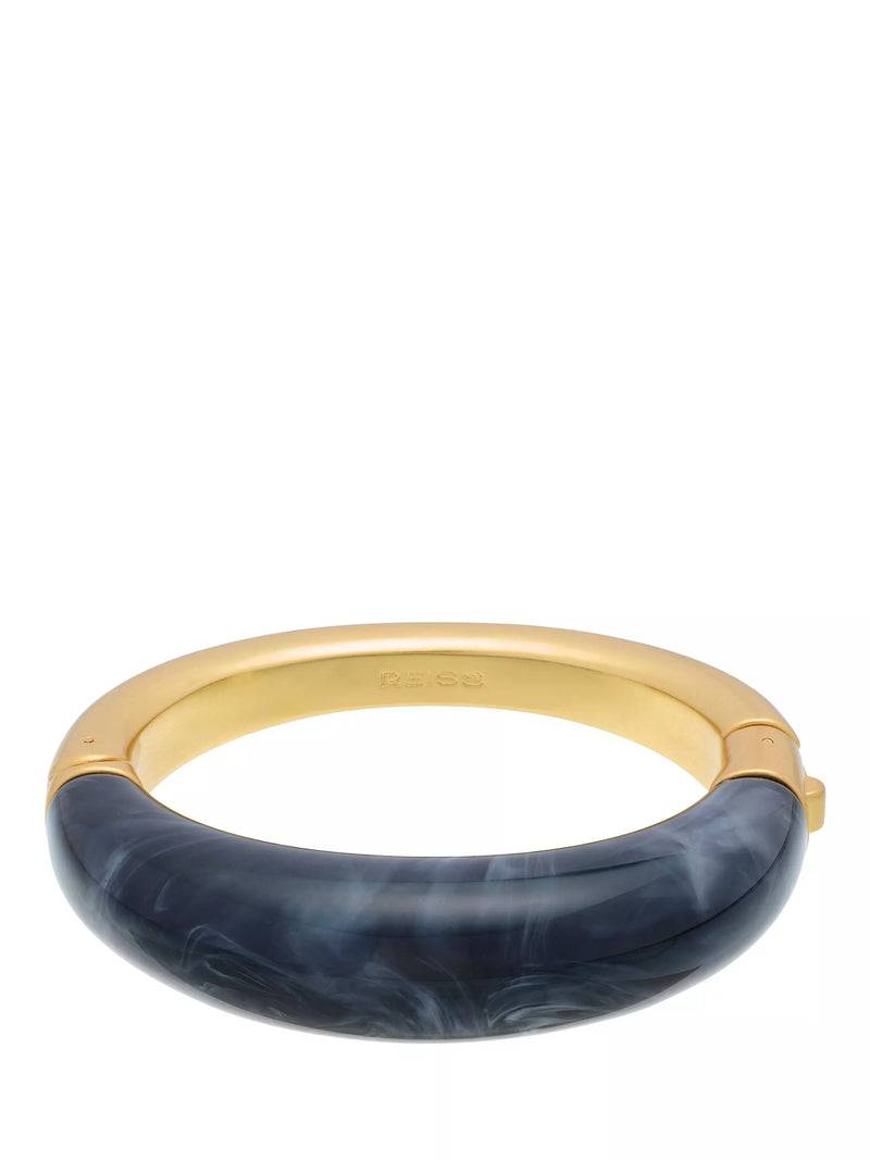 Reiss Salma hinged bangle gold tone and faux marble, imported from the UK