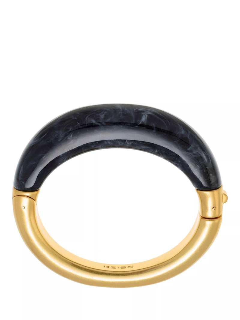 Reiss Salma hinged bangle gold tone and faux marble, imported from the UK