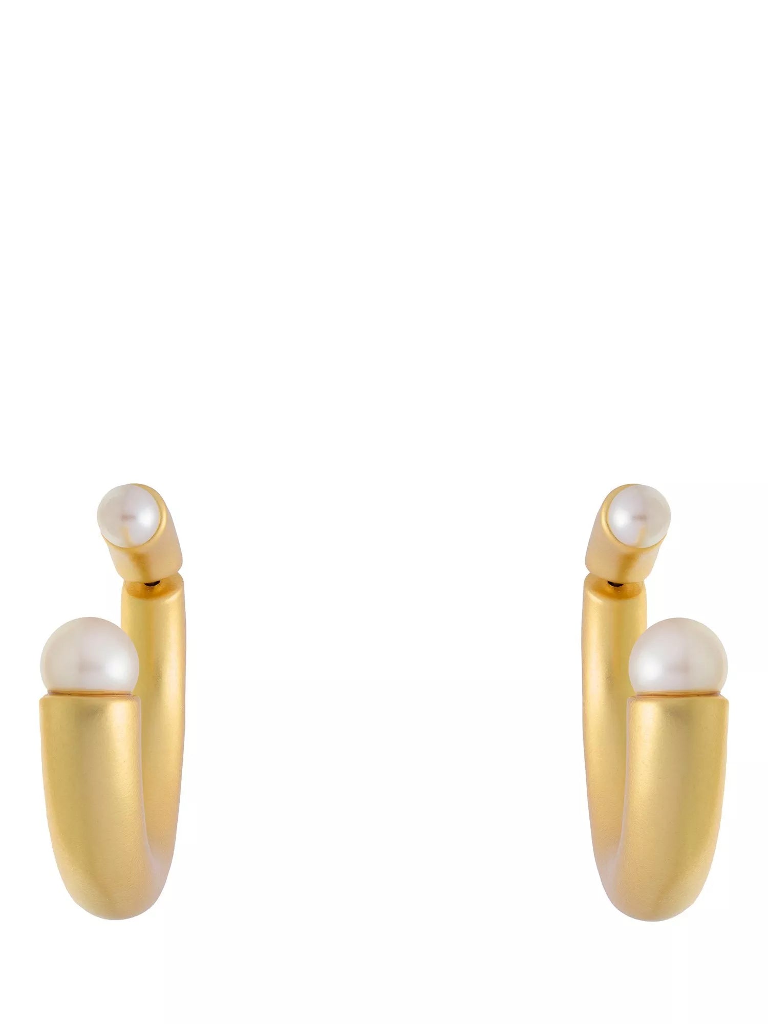Reiss Anais Curve hoop earrings gold pearl, UK version