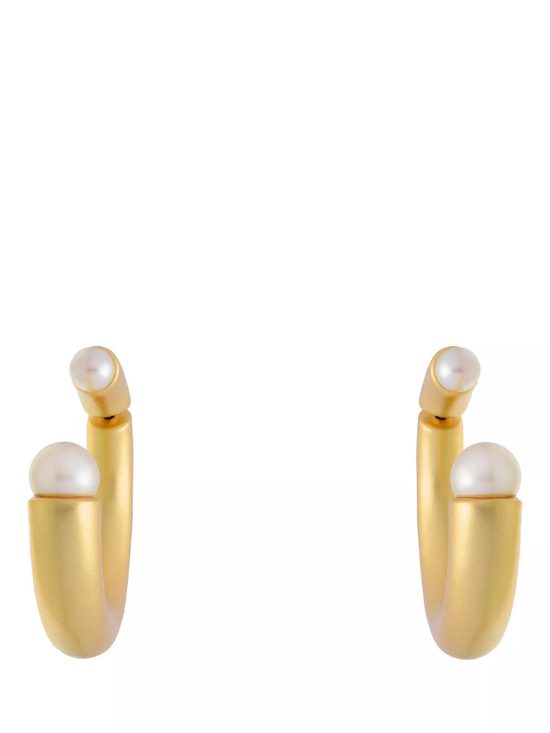Reiss Anais Curve hoop earrings gold pearl, UK version