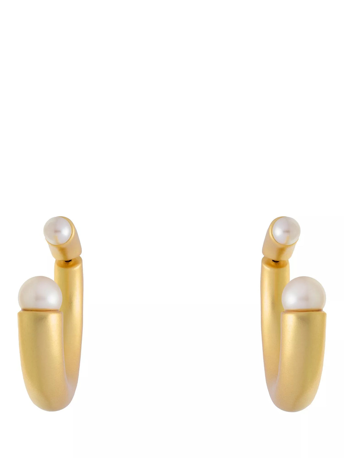 Reiss Anais Curve hoop earrings gold pearl, UK version