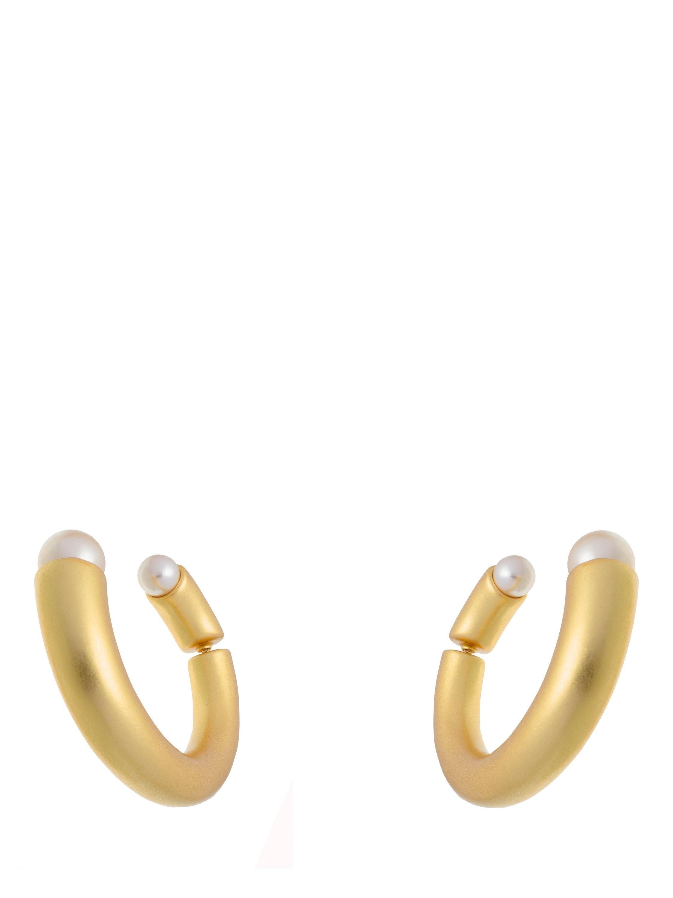 Reiss Anais Curve hoop earrings gold pearl, UK version