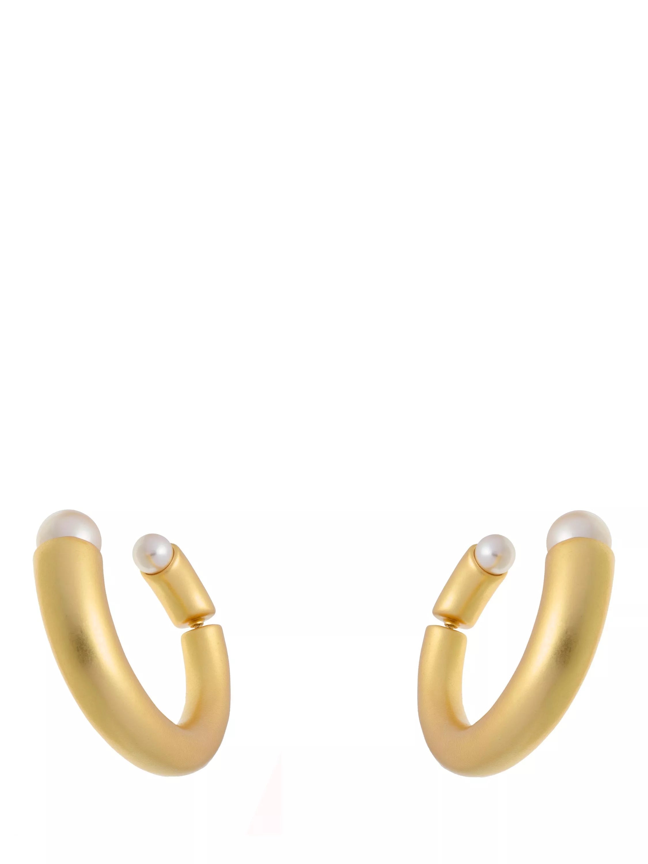 Reiss Anais Curve hoop earrings gold pearl, UK version