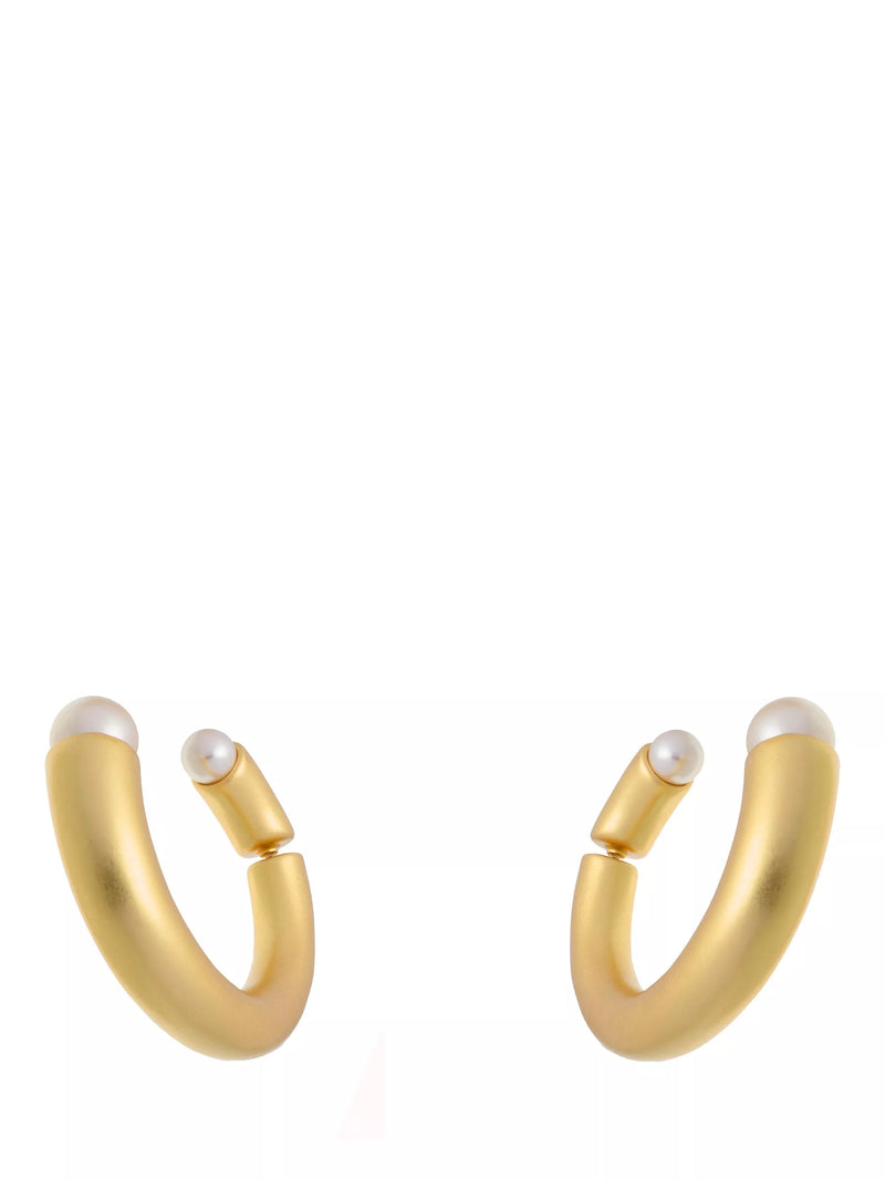 Reiss Anais Curve hoop earrings gold pearl, UK version