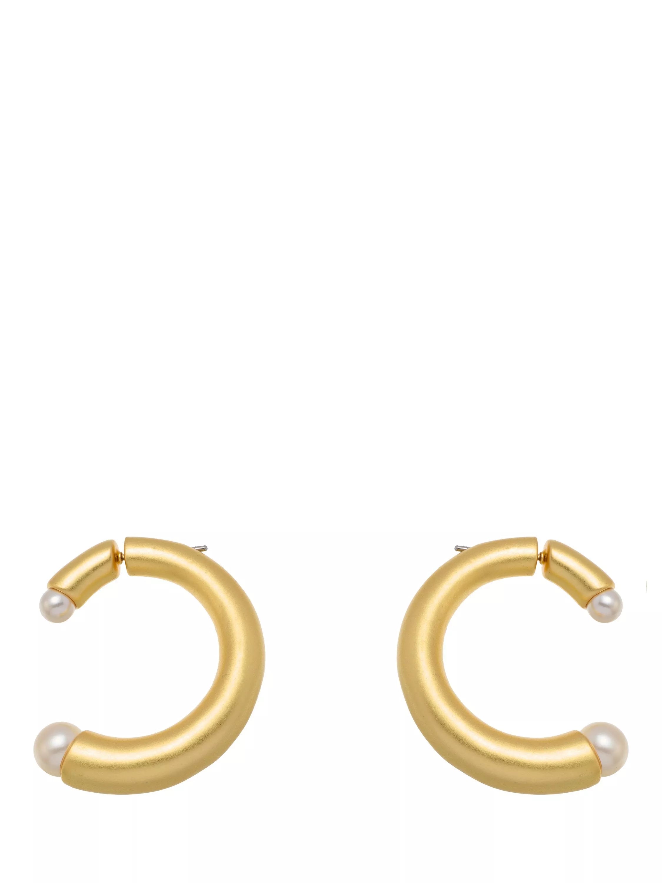 Reiss Anais Curve hoop earrings gold pearl, UK version
