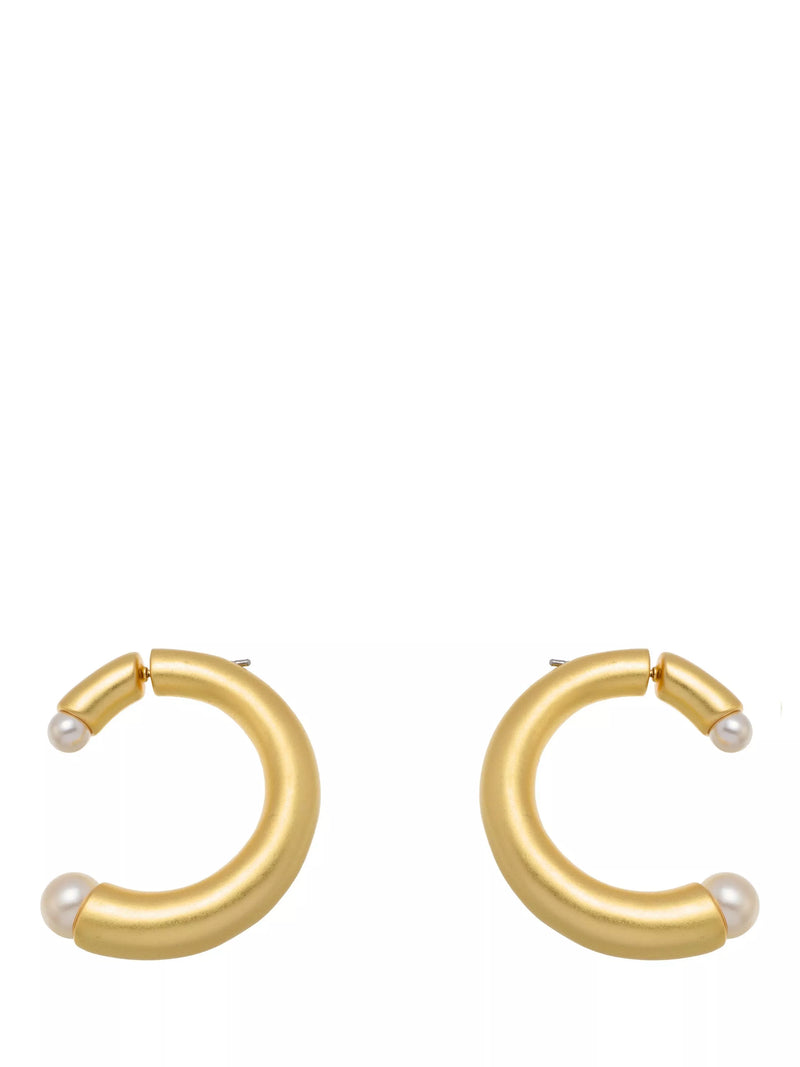 Reiss Anais Curve hoop earrings gold pearl, UK version