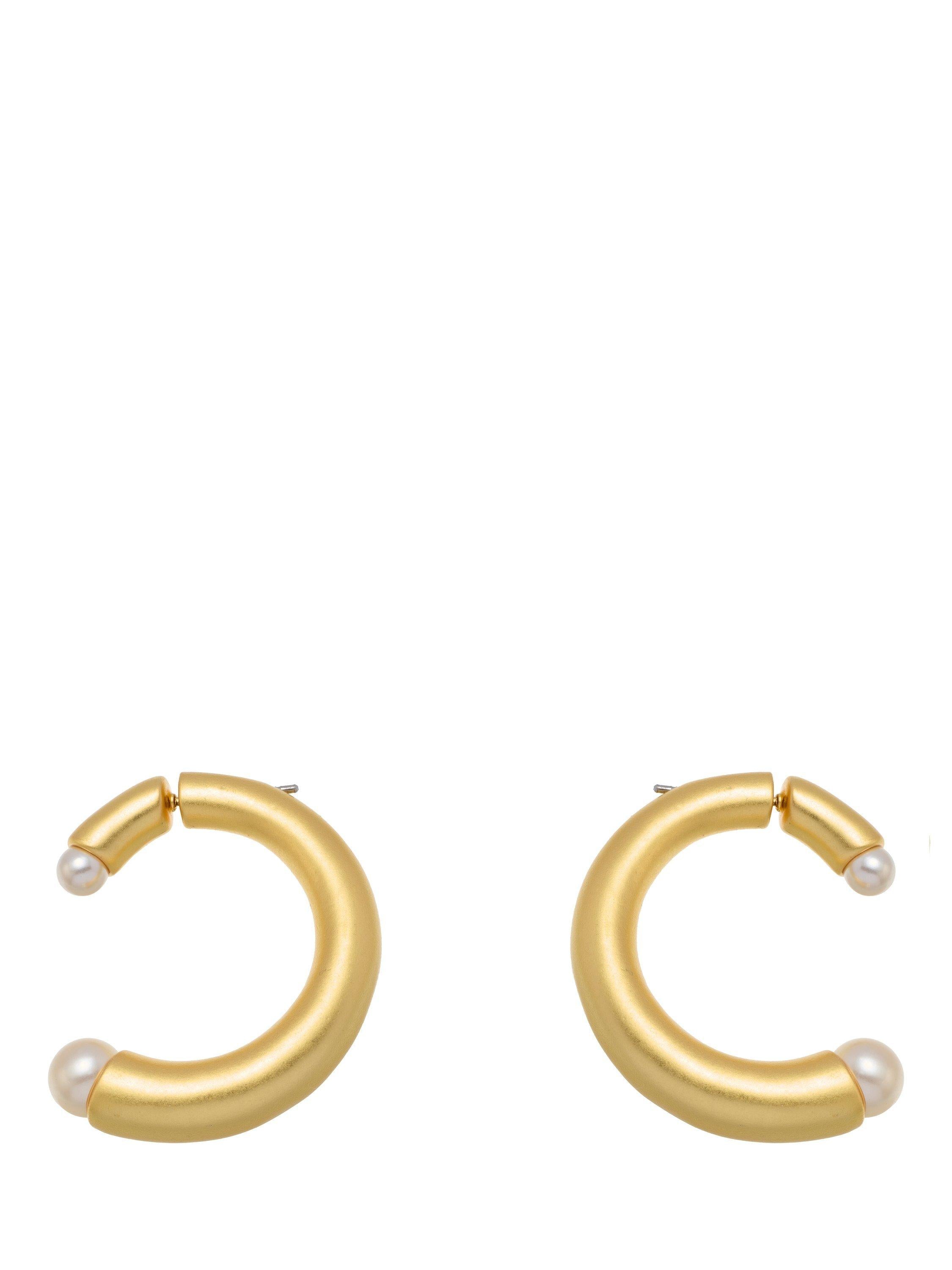Reiss Anais Curve hoop earrings gold pearl, UK version