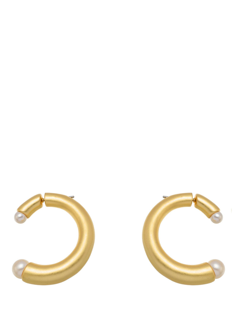 Reiss Anais Curve hoop earrings gold pearl, UK version