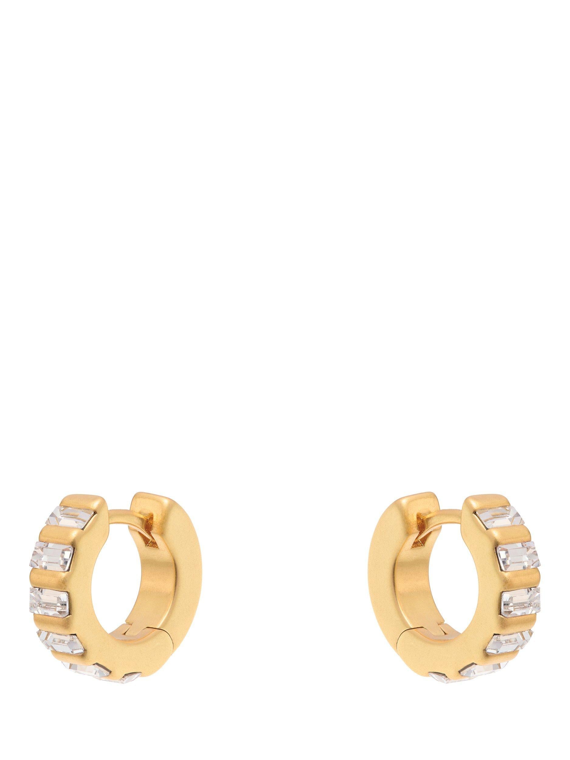Reiss Liza Linear Crystal Huggie Hoop Earrings gold tone (British brand)