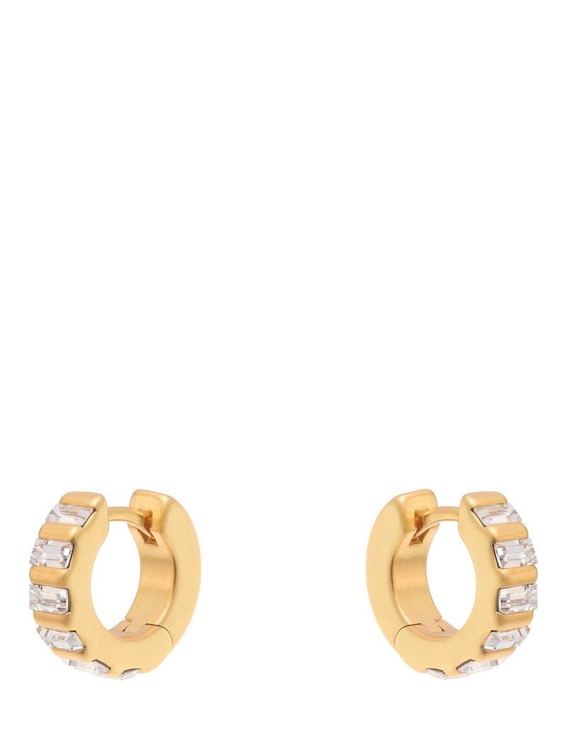 Reiss Liza Linear Crystal Huggie Hoop Earrings gold tone (British brand)