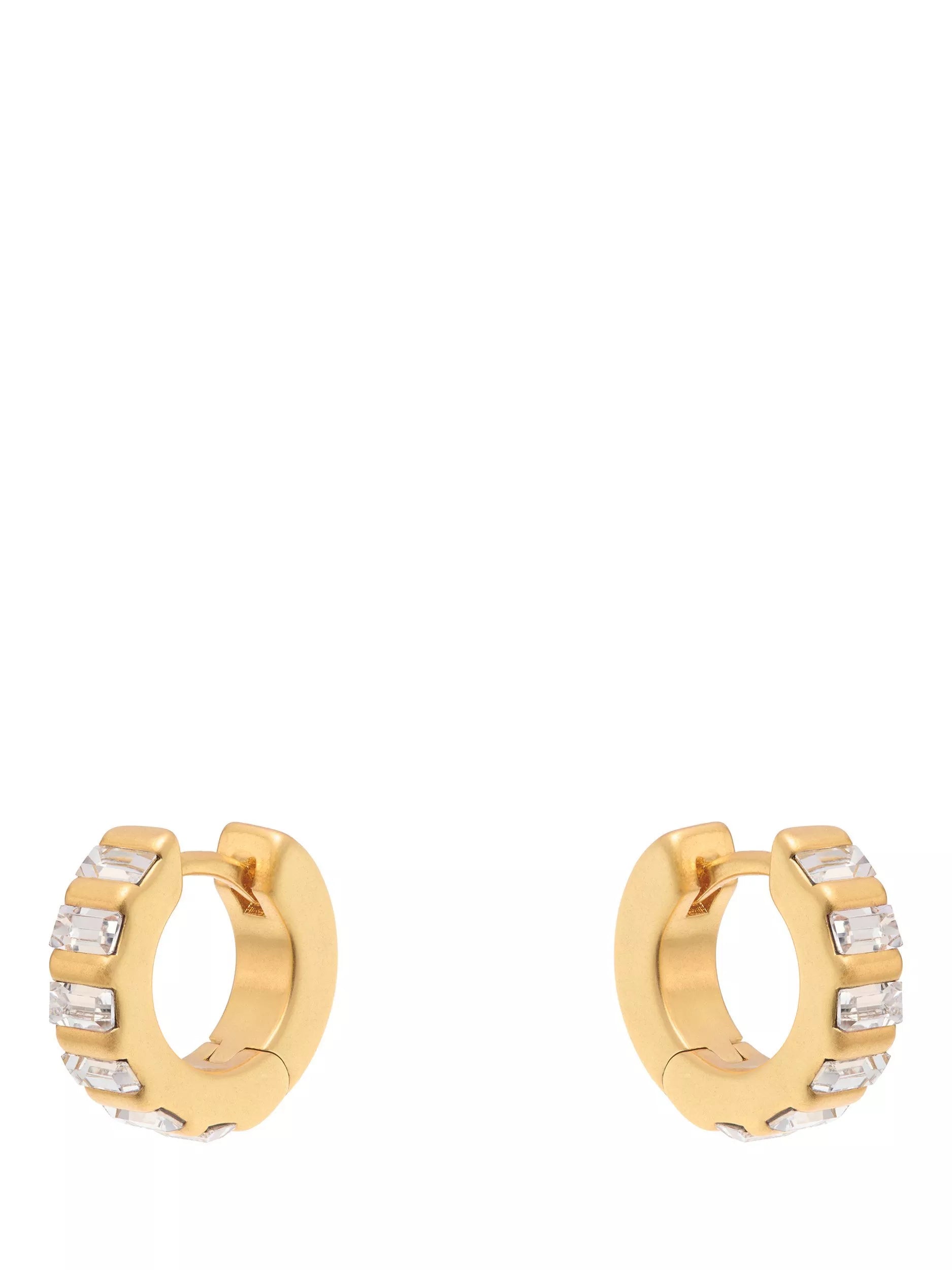 Reiss Liza Linear Crystal Huggie Hoop Earrings