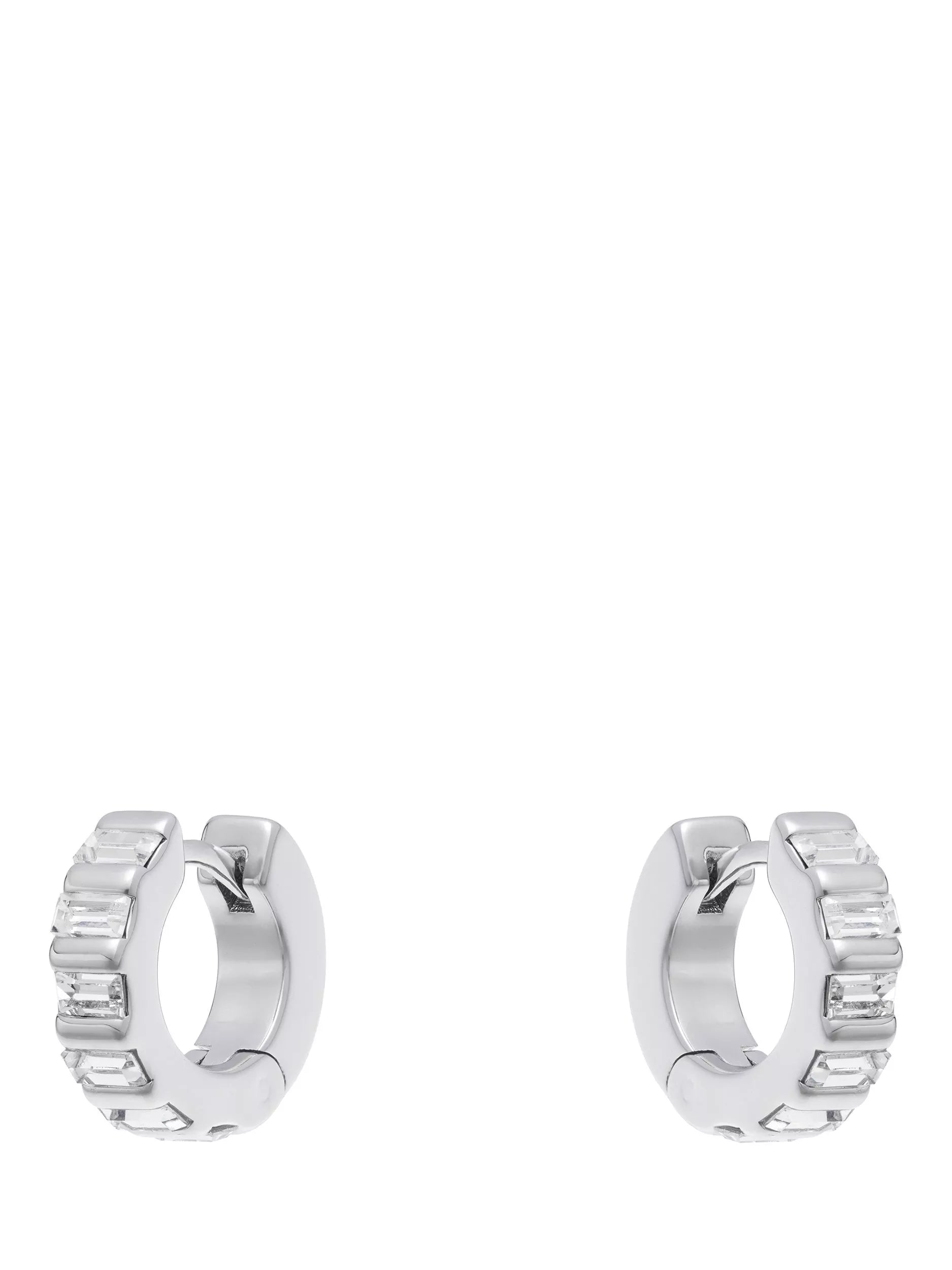 Reiss Liza Linear Crystal Huggie Hoop Earrings gold tone (British brand)