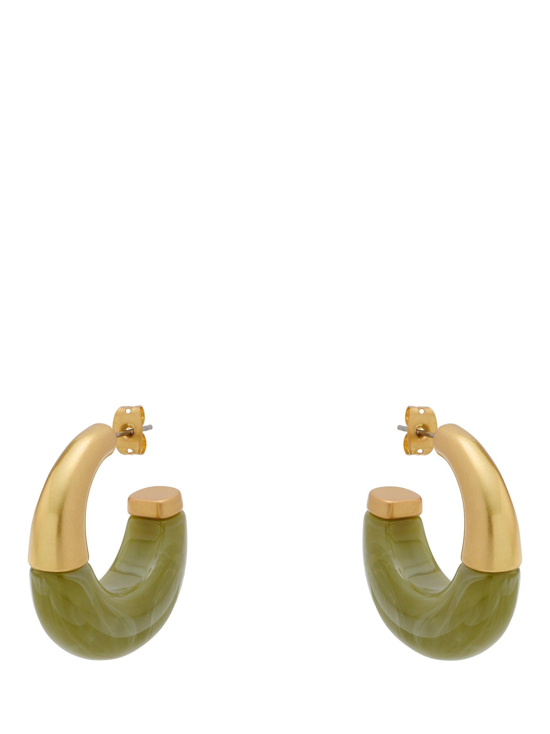 Reiss Samira hoop earrings gold tone faux black marble (British brand)