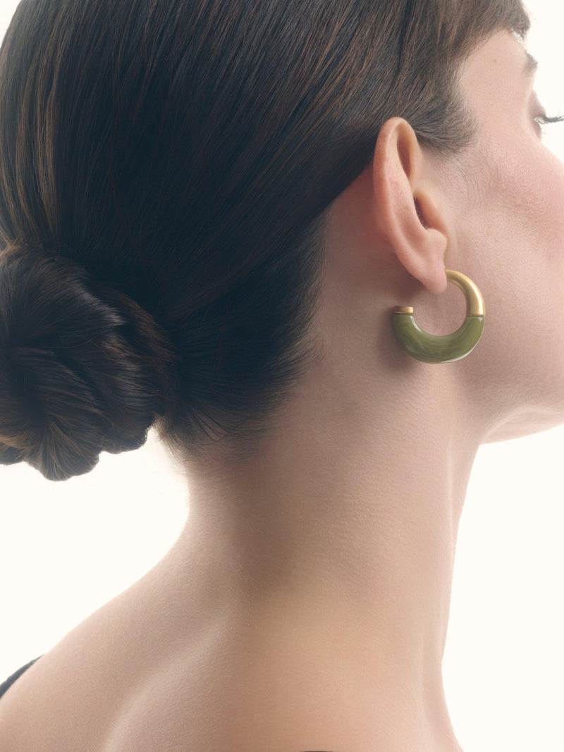 Reiss Samira hoop earrings gold tone faux black marble (British brand)
