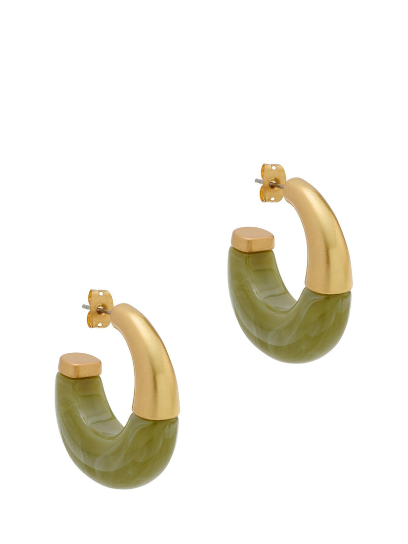 Reiss Samira hoop earrings gold tone faux black marble (British brand)