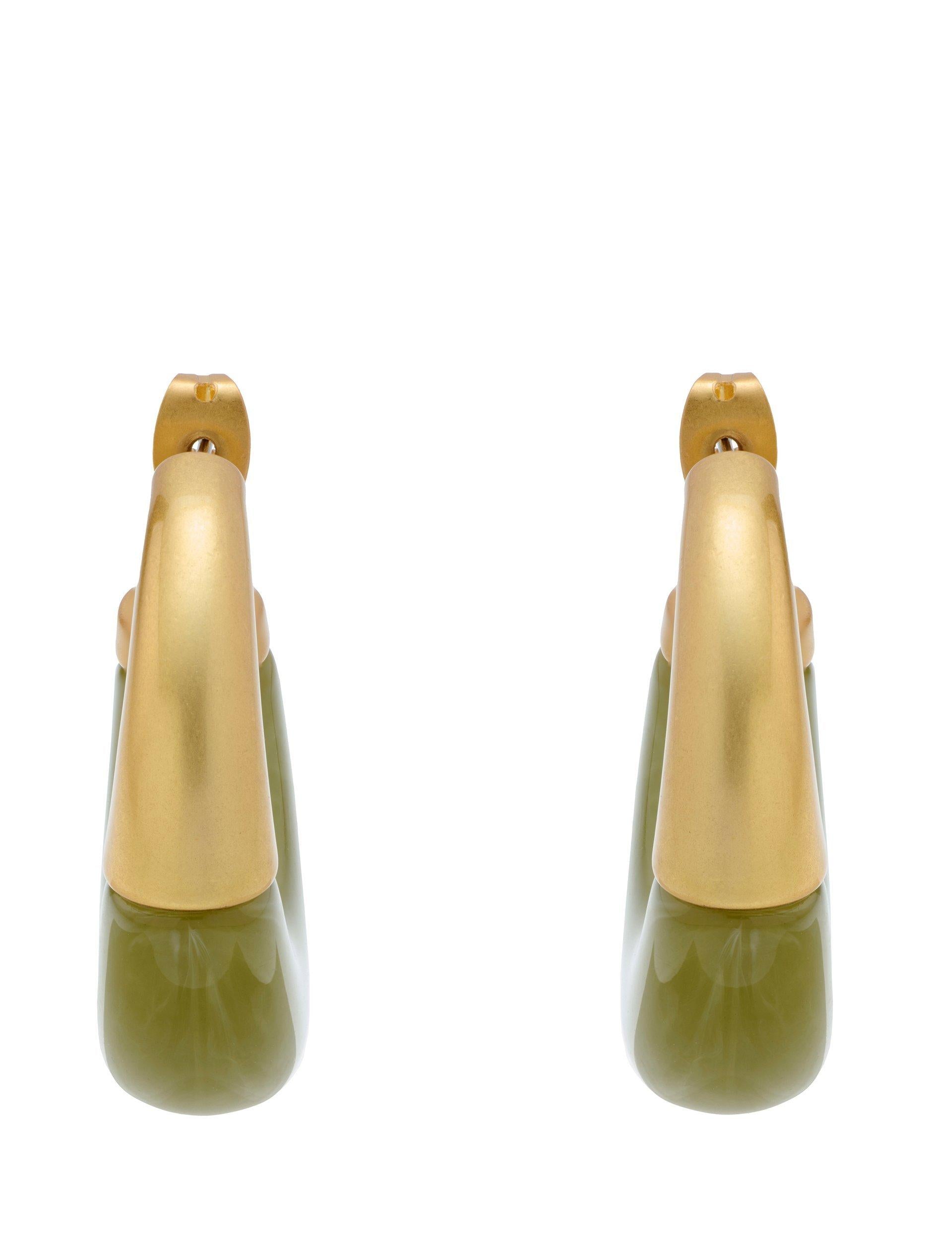 Reiss Samira hoop earrings gold tone faux black marble (British brand)