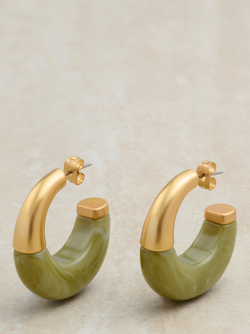 Reiss Samira hoop earrings gold tone faux black marble (British brand)