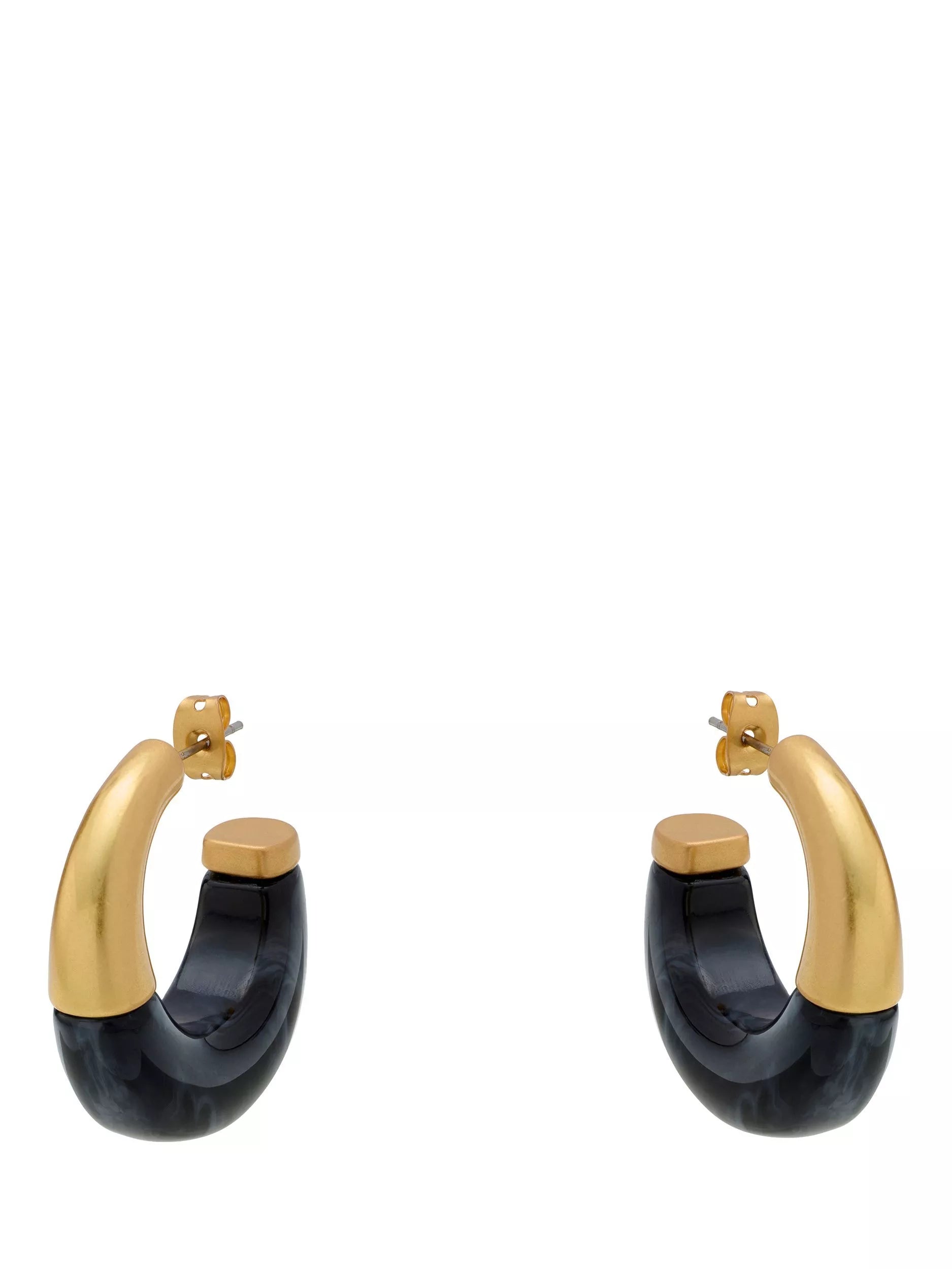 Reiss Samira hoop earrings gold tone faux black marble (British brand)