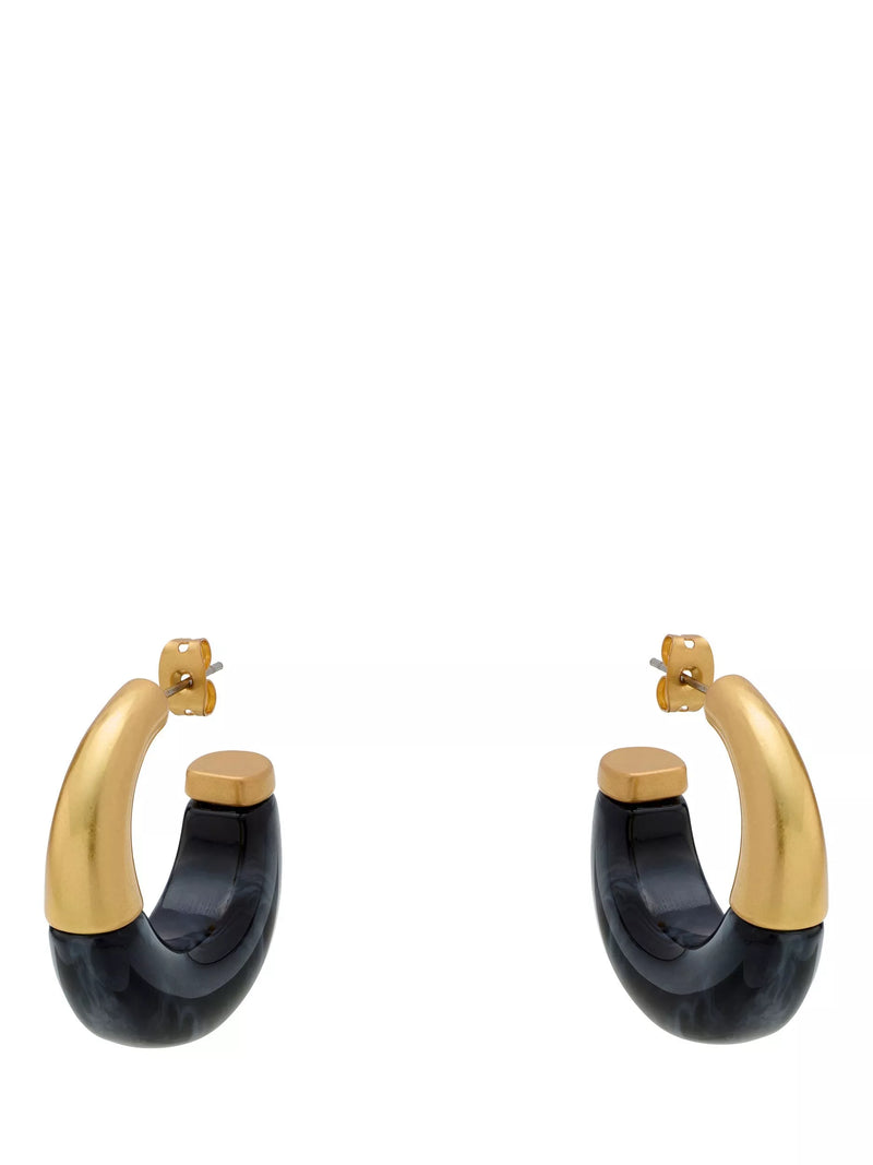 Reiss Samira hoop earrings gold tone faux black marble (British brand)