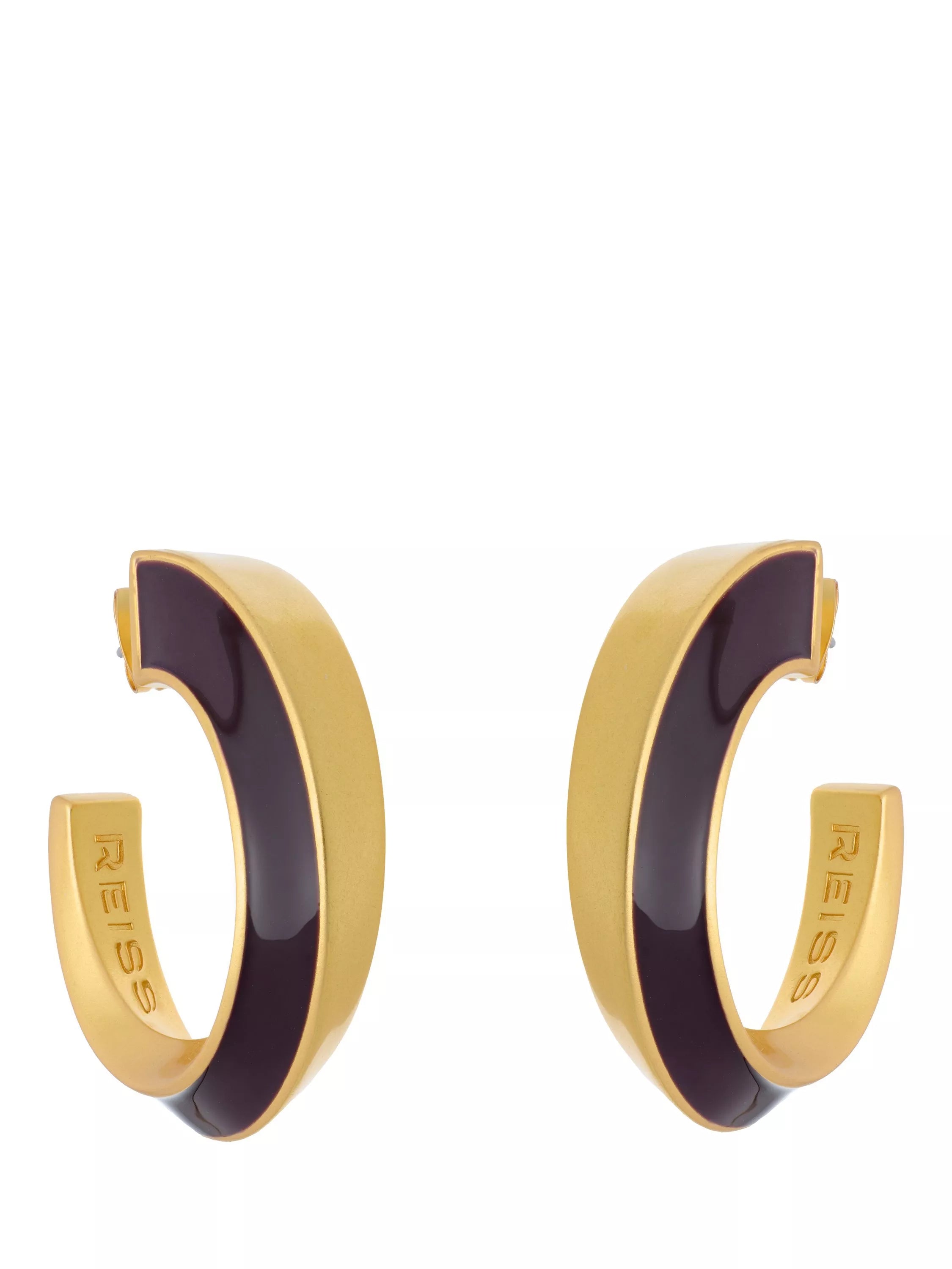 Reiss Thalia Twist Enamel hoop earrings gold tone - British product