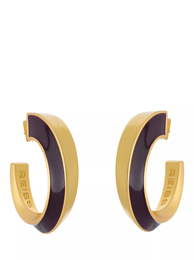 Reiss Thalia Twist Enamel hoop earrings gold tone - British product