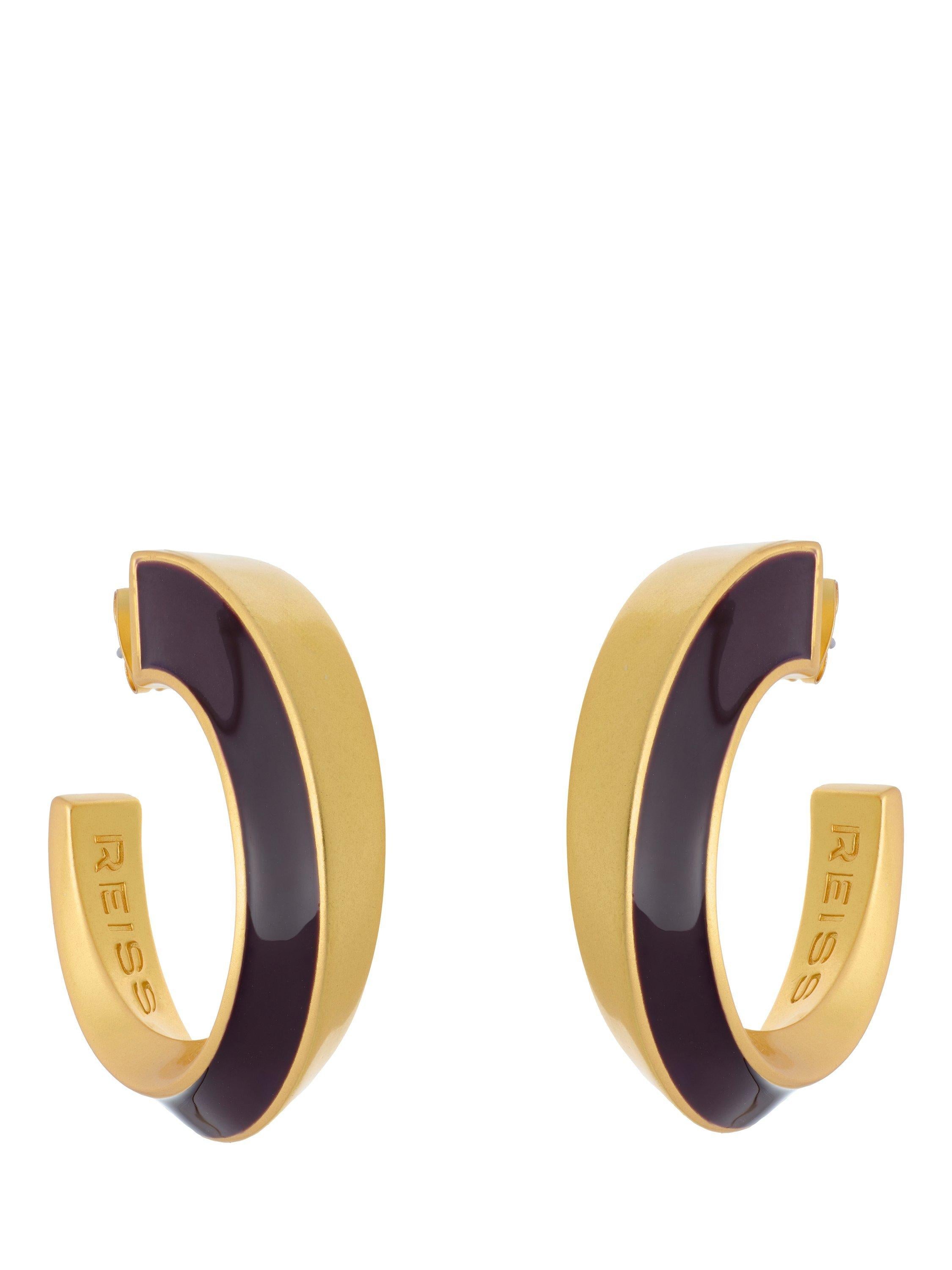 Reiss Thalia Twist Enamel hoop earrings gold tone - British product