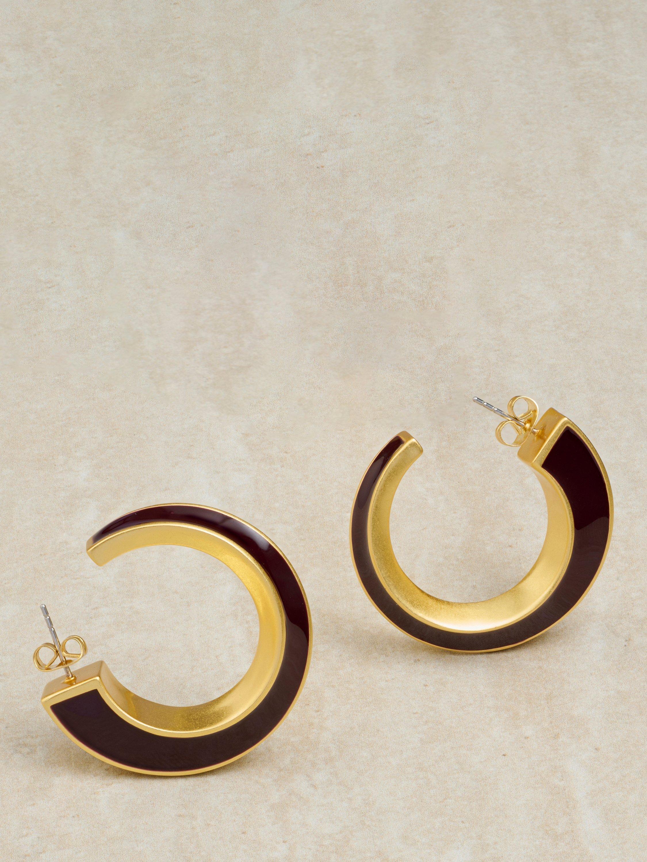 Reiss Thalia Twist Enamel hoop earrings gold tone - British product