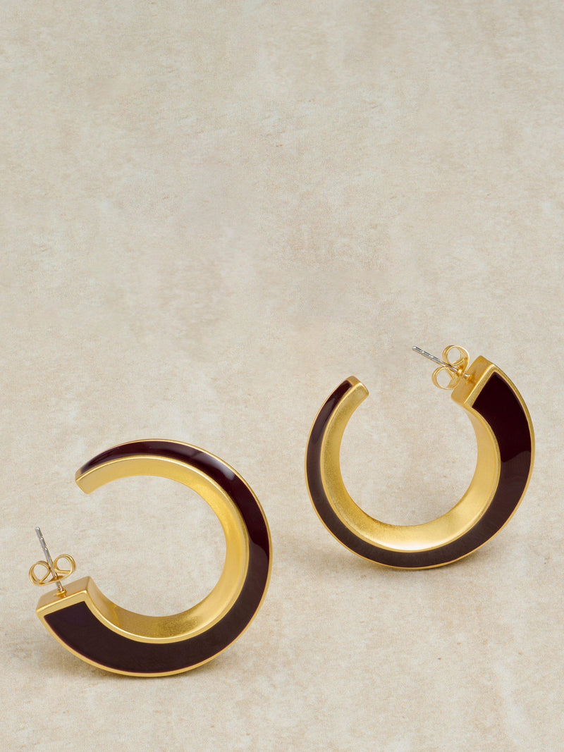 Reiss Thalia Twist Enamel hoop earrings gold tone - British product