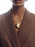 Reiss Perdita Textured Long Pendant Necklace, Gold, UK version