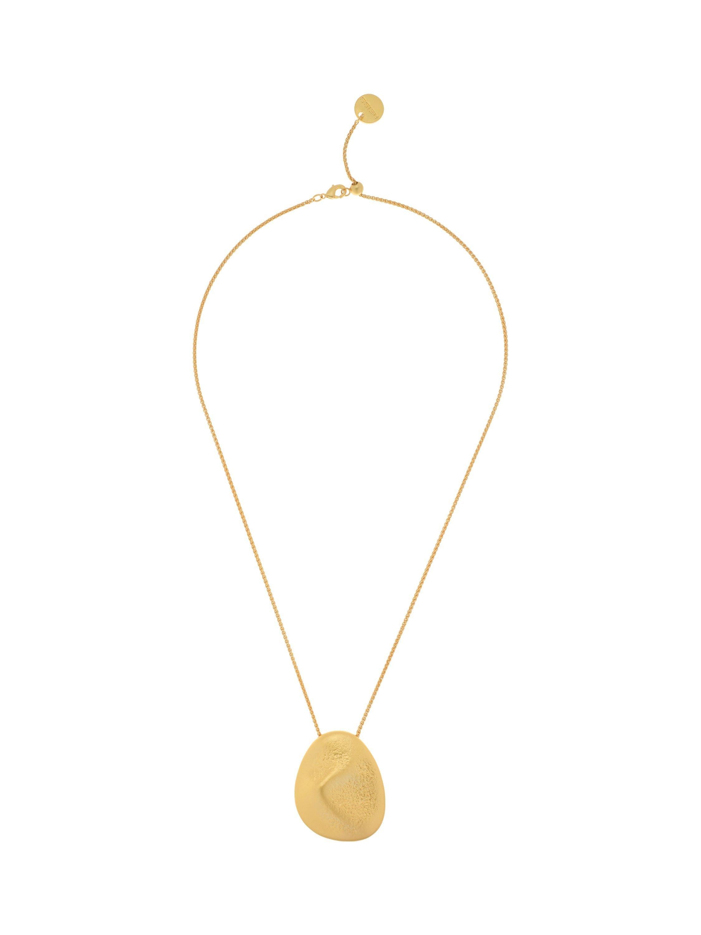 Reiss Perdita Textured Long Pendant Necklace, Gold, UK version