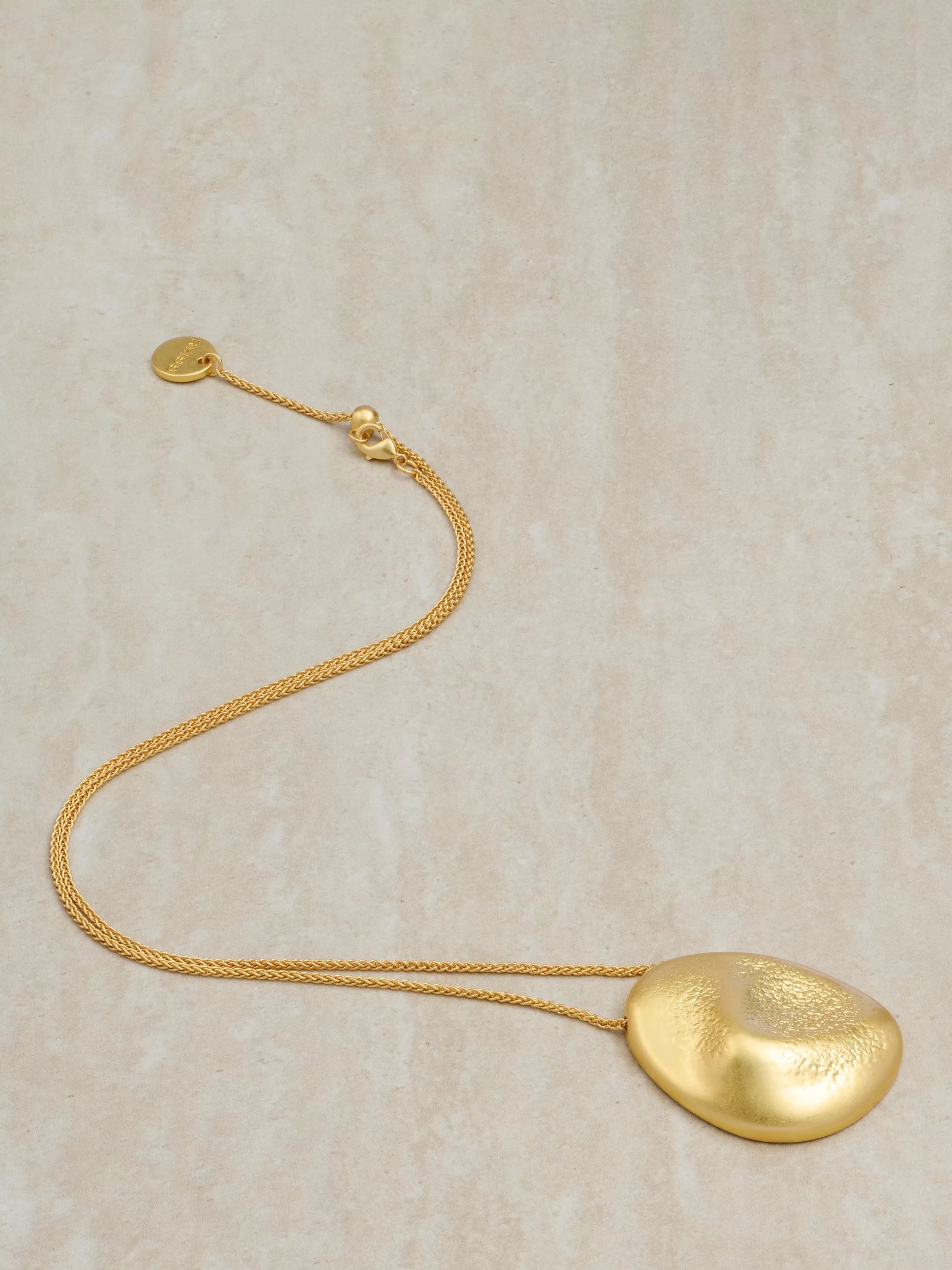 Reiss Perdita Textured Long Pendant Necklace, Gold, UK version