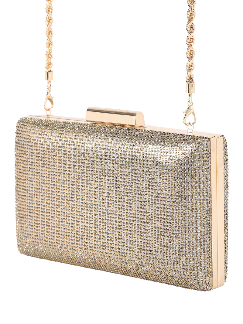 Carvela Aintree embellished clutch bag gold (British brand)