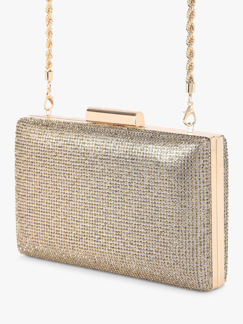 Carvela Aintree embellished clutch bag gold (British brand)
