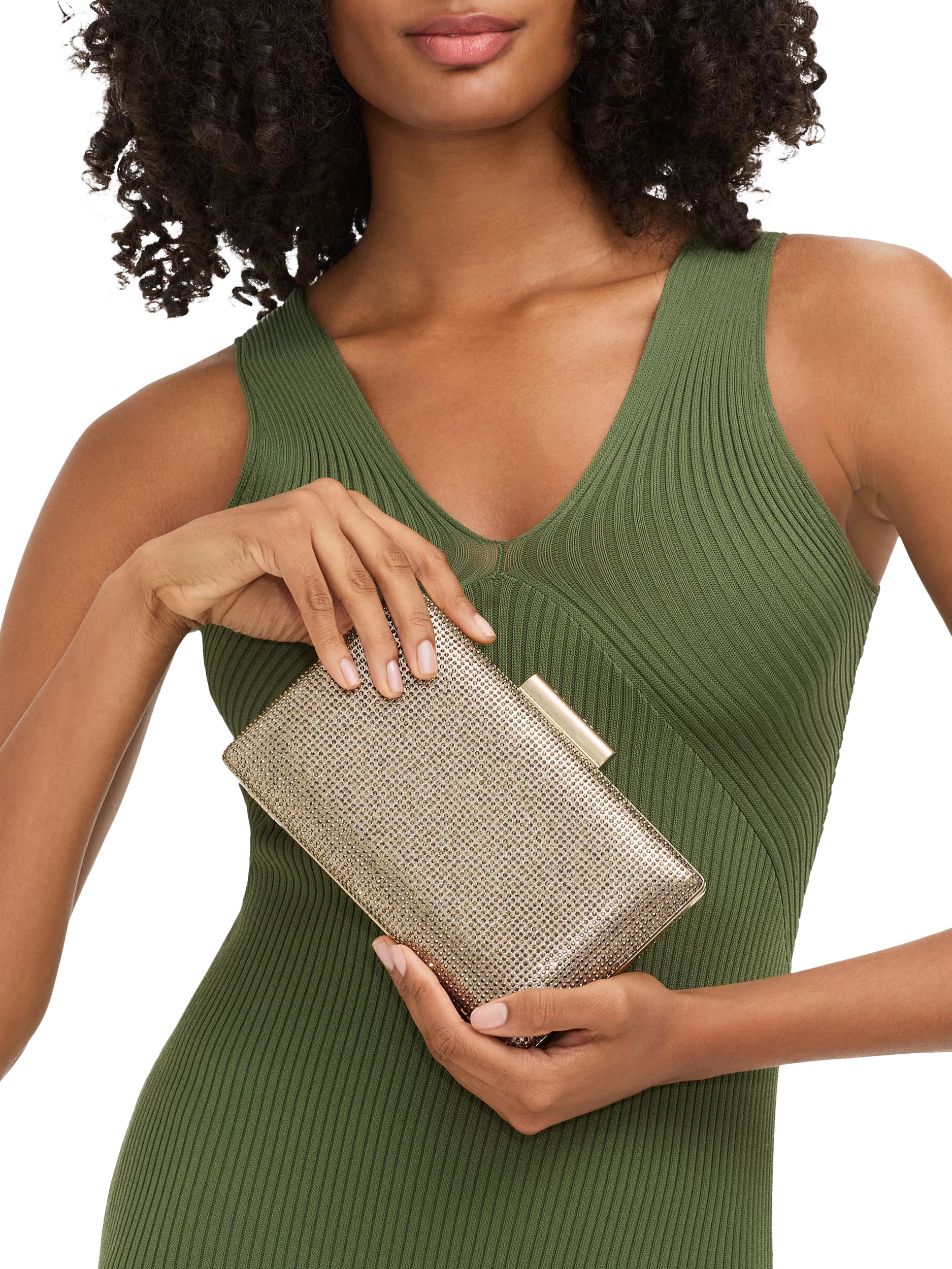 Carvela Aintree embellished clutch bag gold (British brand)