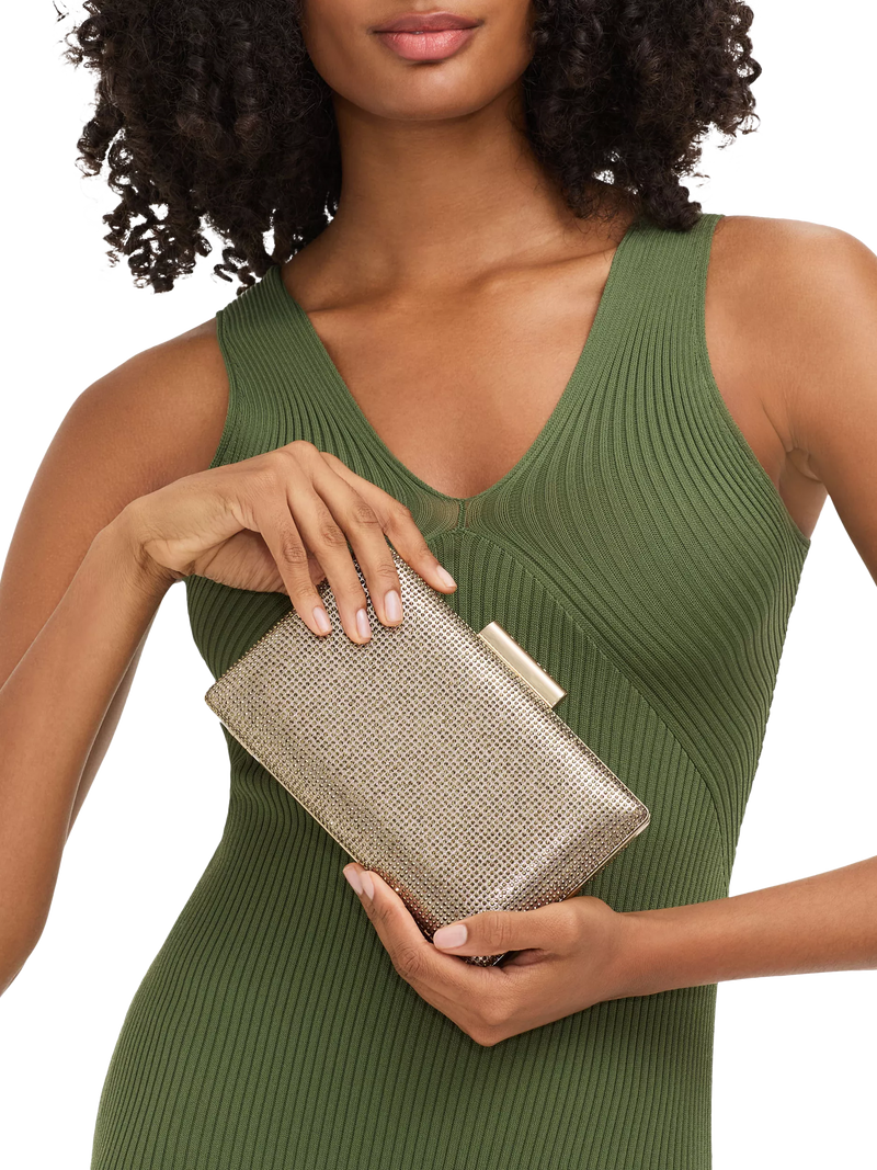 Carvela Aintree embellished clutch bag gold (British brand)