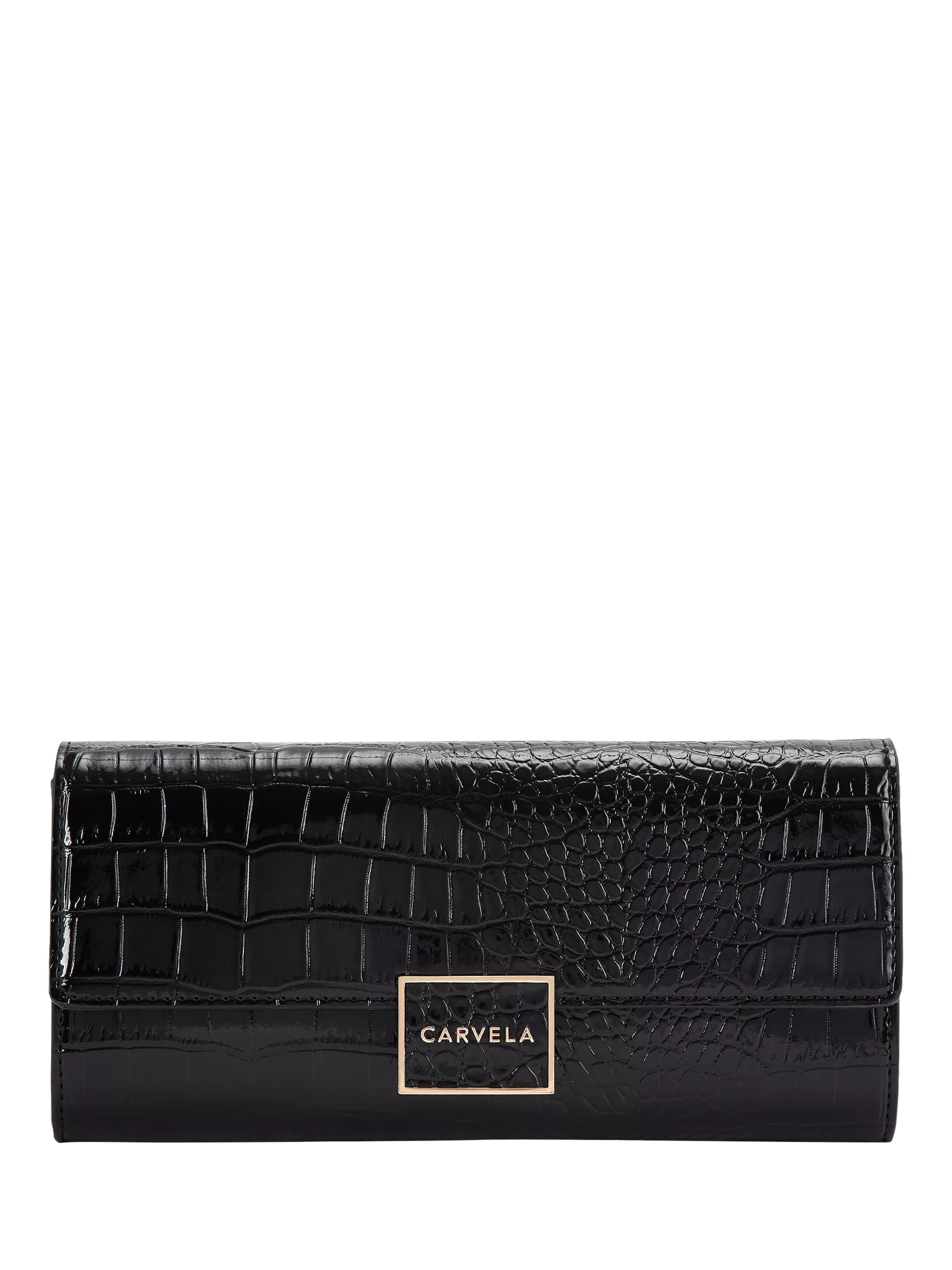 Carvela croc embossed clutch bag black (British brand)