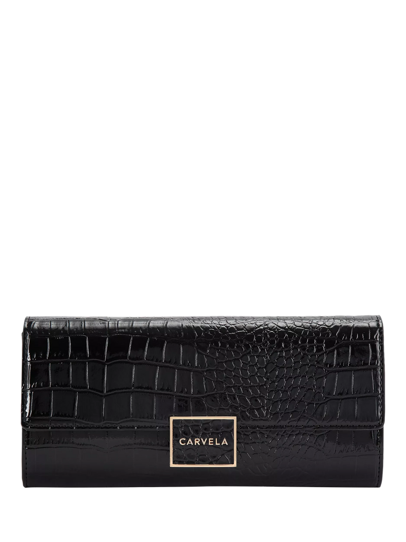 Carvela croc embossed clutch bag black (British brand)