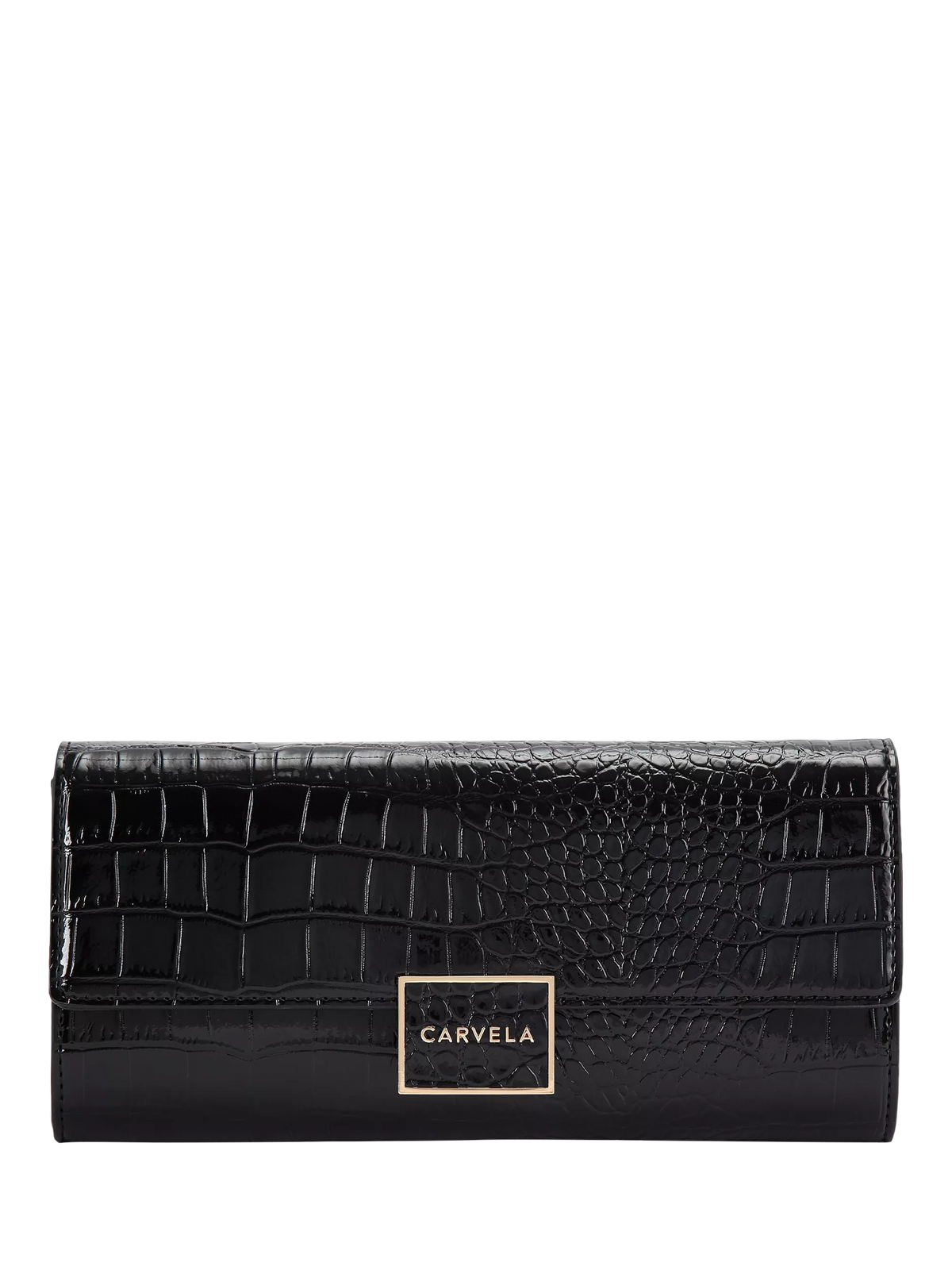 Carvela croc embossed clutch bag black (British brand)