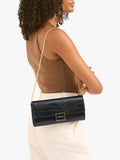Carvela croc embossed clutch bag black (British brand)