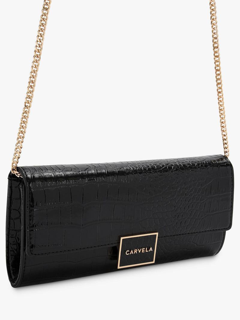 Carvela croc embossed clutch bag black (British brand)