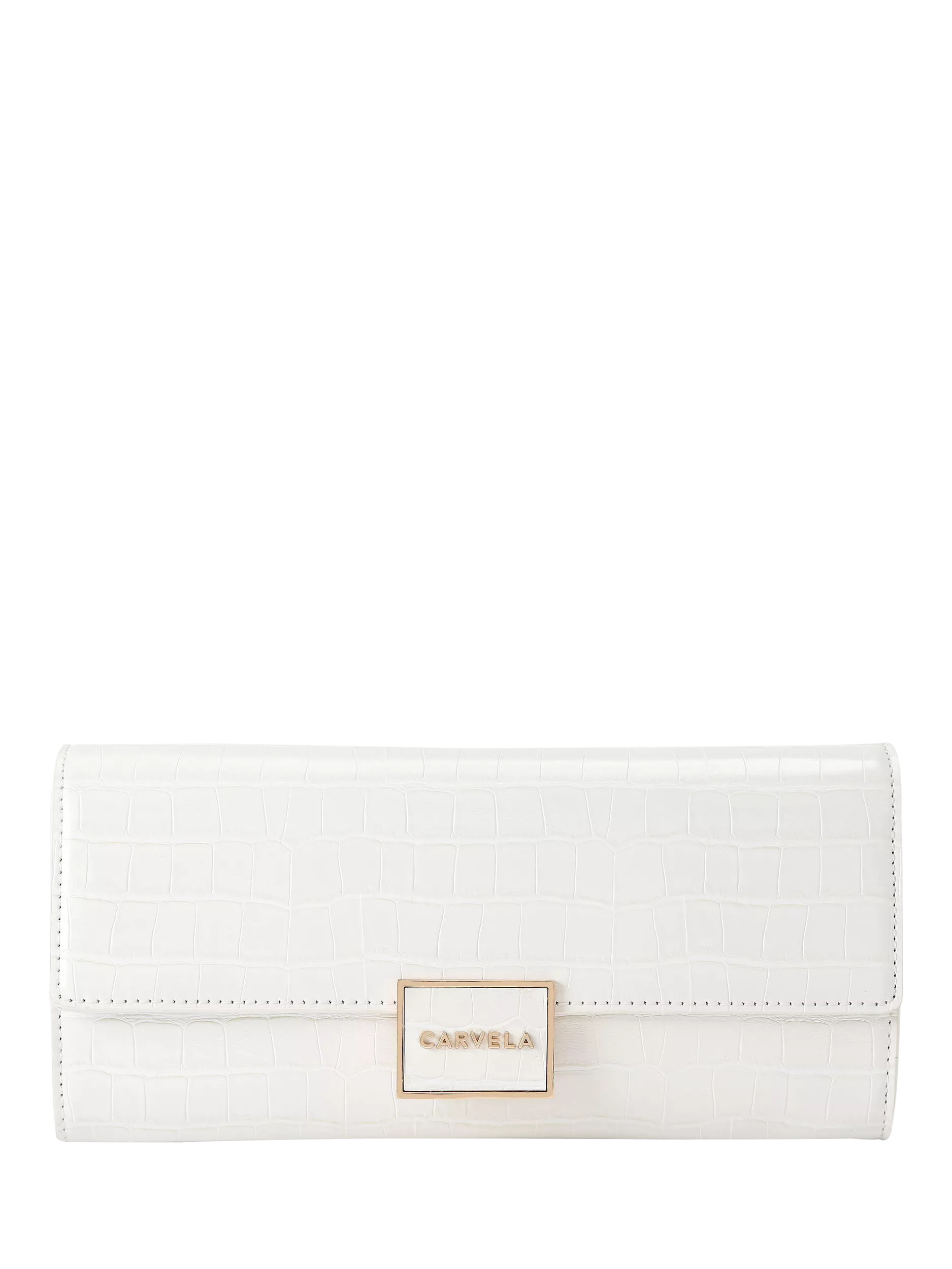 Carvela Jessica Croc Embossed Clutch Bag, Black