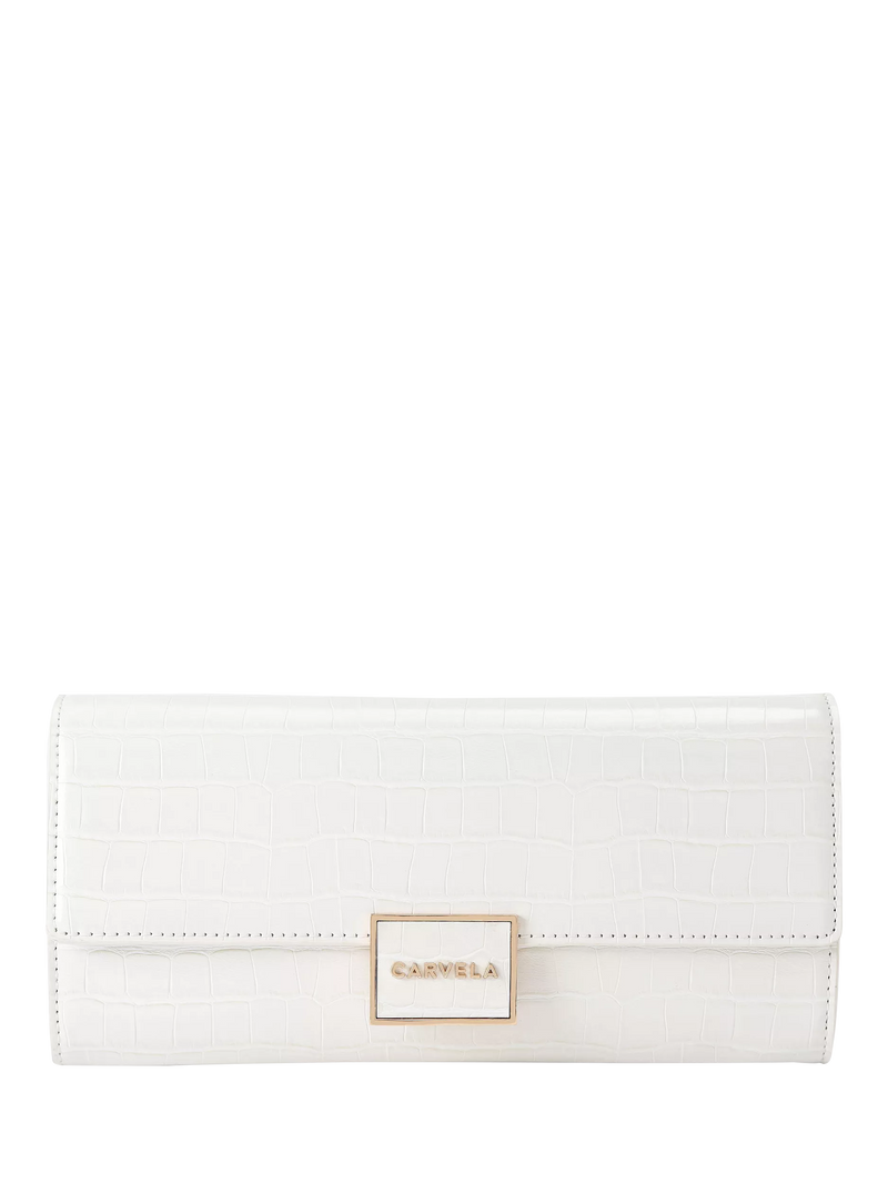 Carvela Jessica Croc Embossed Clutch Bag, Black