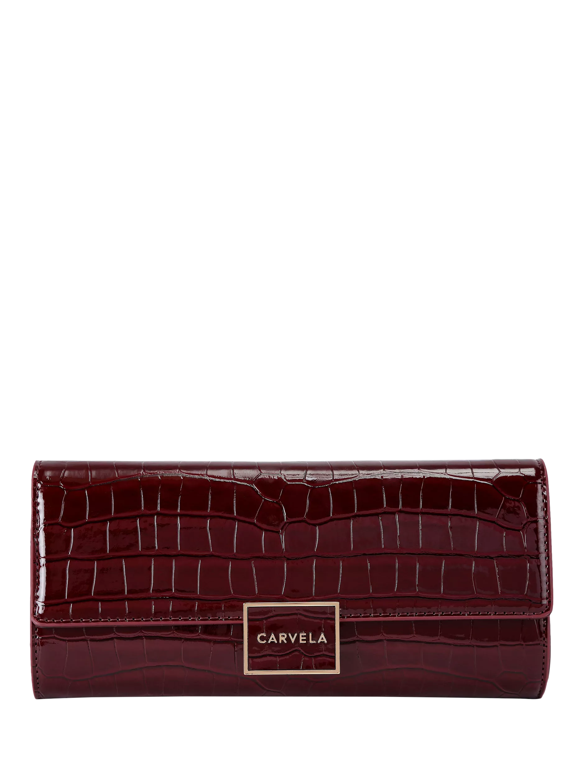 Carvela Jessica Croc Embossed Clutch Bag, Black
