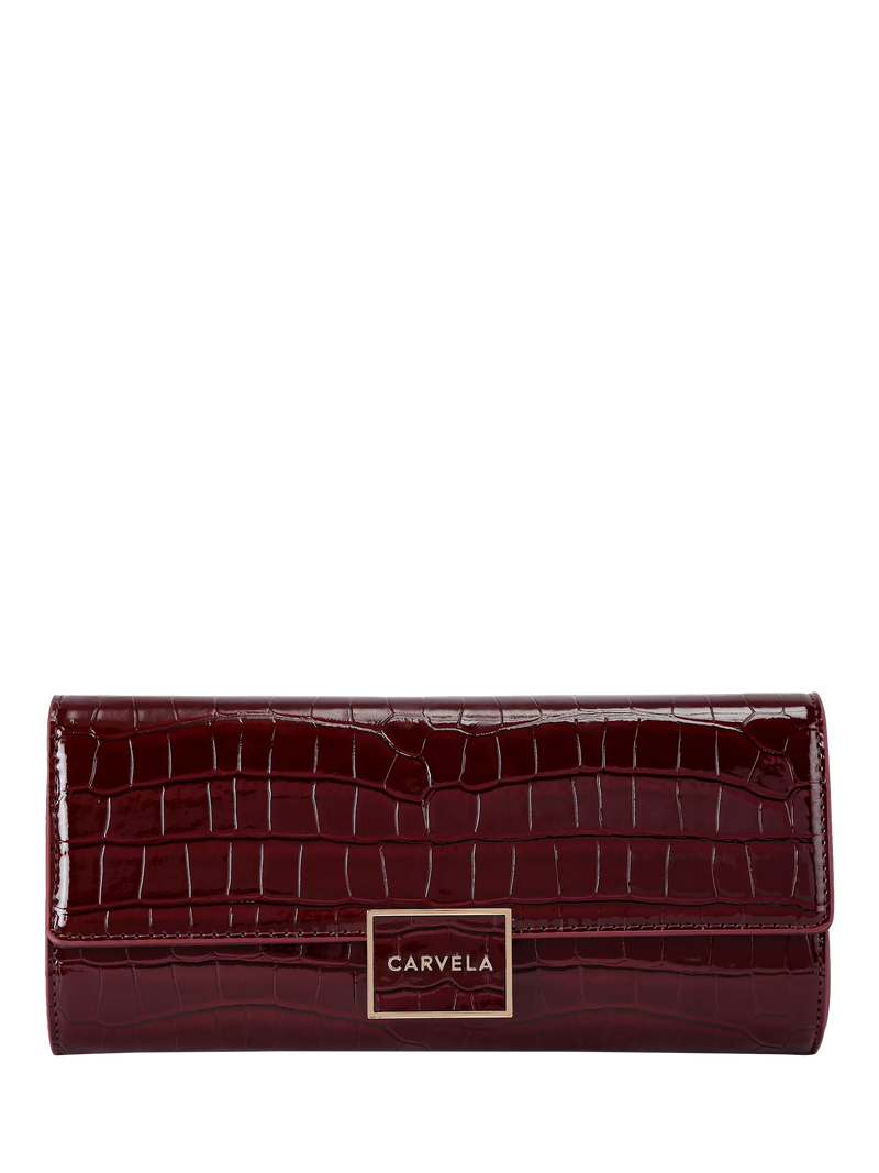 Carvela Jessica Croc Embossed Clutch Bag, Black