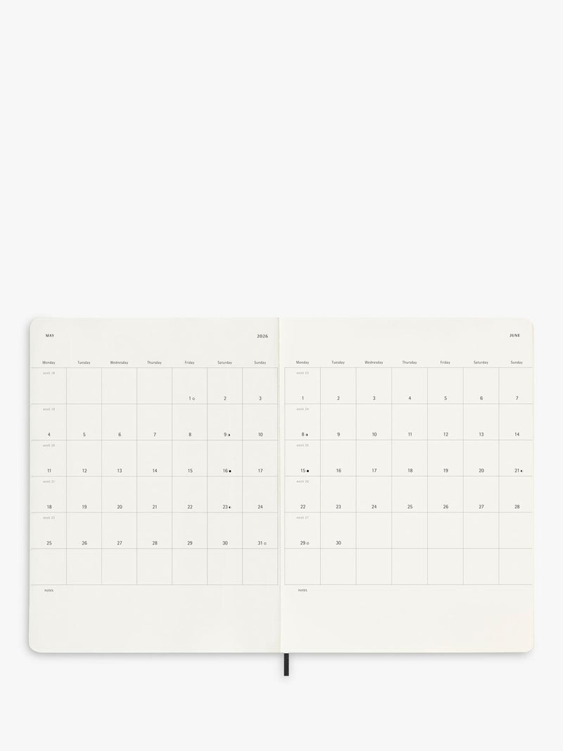 Moleskine XL weekly diary black 2026 planner, UK version