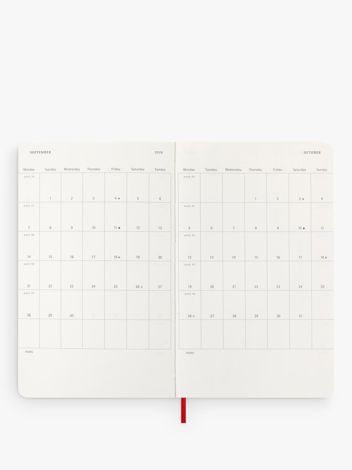 Moleskine Scarlet Red Weekly Diary 2026, imported from the UK