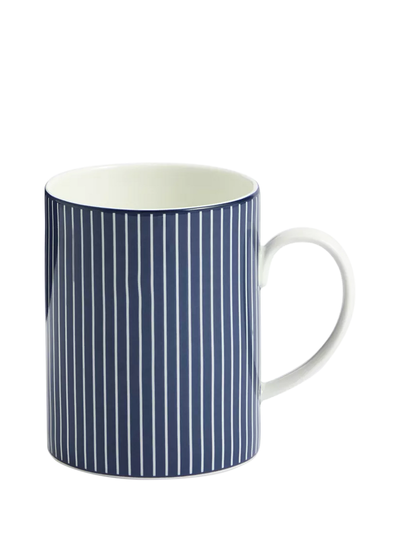 Wedgwood Gio pinstripe bone china mug 380ml blue white - British product