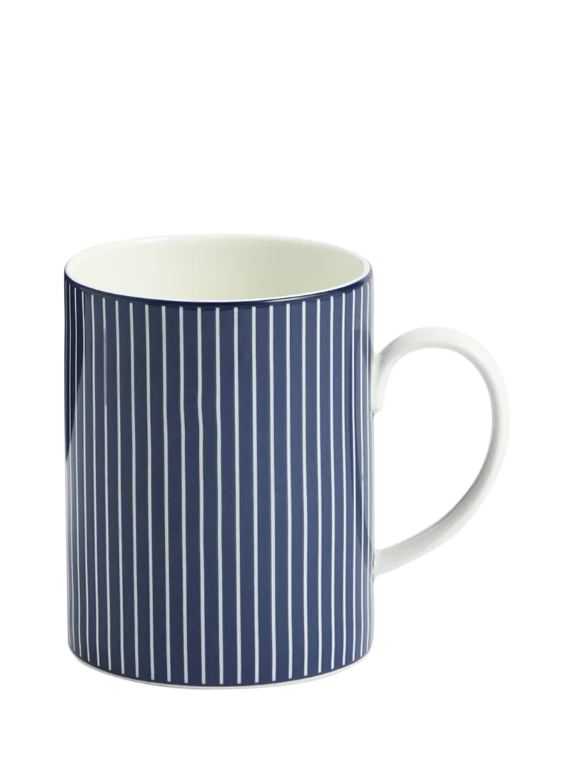 Wedgwood Gio pinstripe bone china mug 380ml blue white - British product