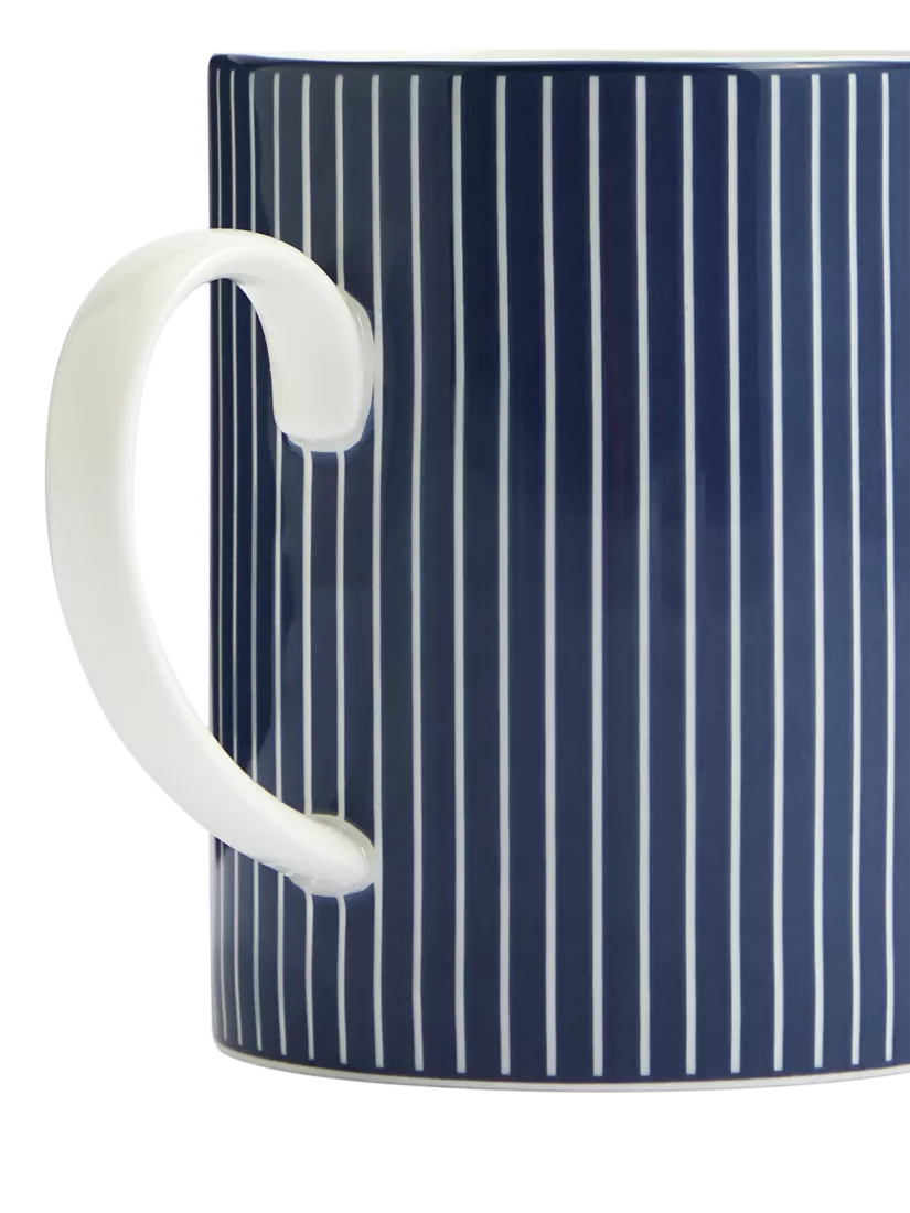 Wedgwood Gio pinstripe bone china mug 380ml blue white - British product